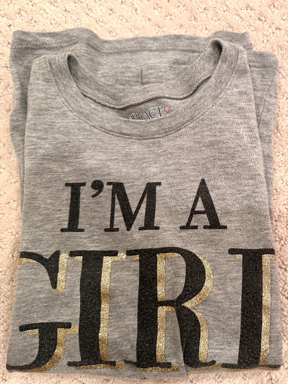Girl’s Super Power Long Sleeve T-Shirt Size 7/8 w/Gold Sparkle